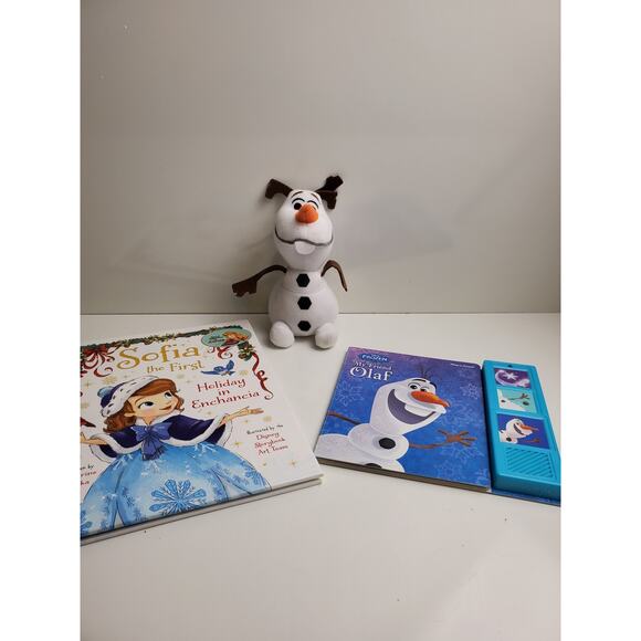 Disney Lot of 2 Christmas (Sofia & Frozen) Children's Story Books w/ Mini Plush - Picture 1 of 7